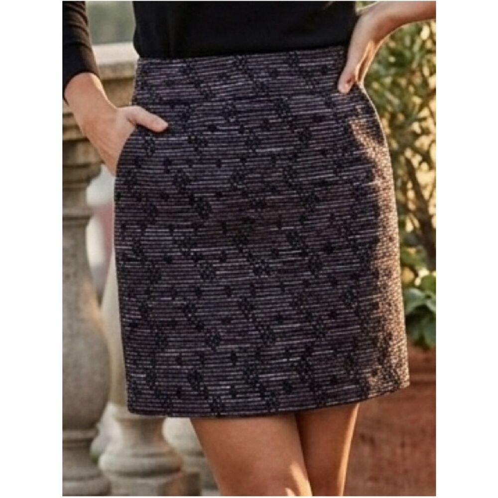 ANTONIO MELANI Black With Purple Highlights  Textured Pencil Skirt
